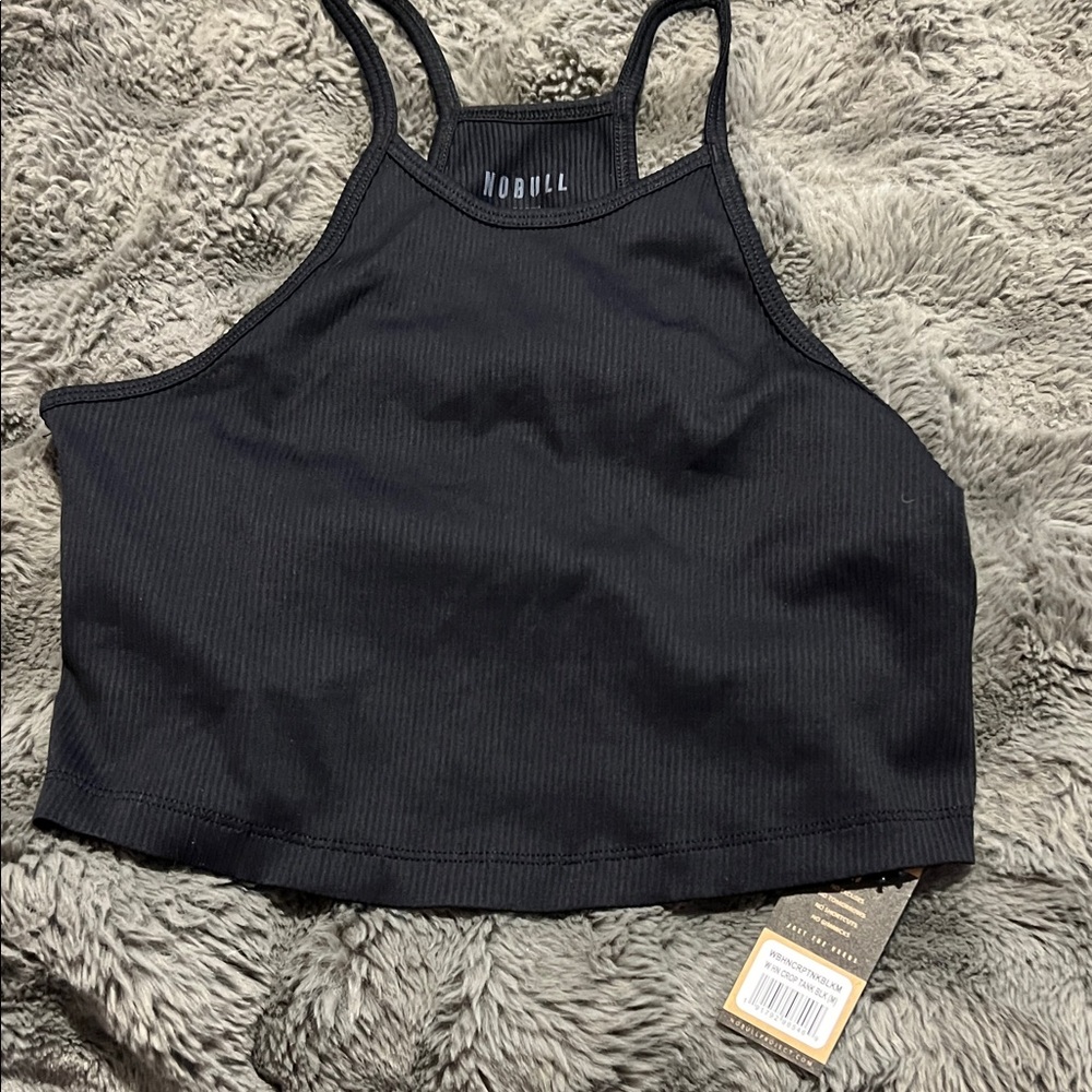 NOBULL Black Ribbed Crop Tank, Med